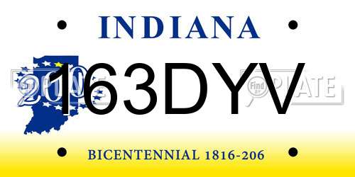 163DYV Indiana License Plate