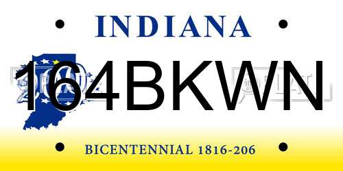 164BKWN Indiana License Plate
