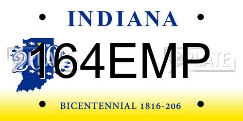 164EMP Indiana License Plate