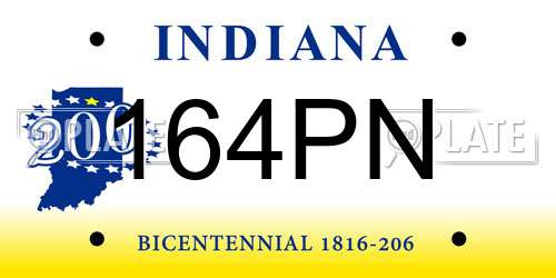 164PN Indiana License Plate
