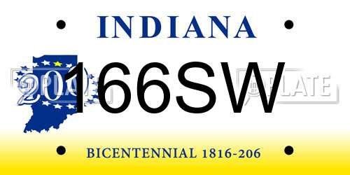 166SW Indiana License Plate