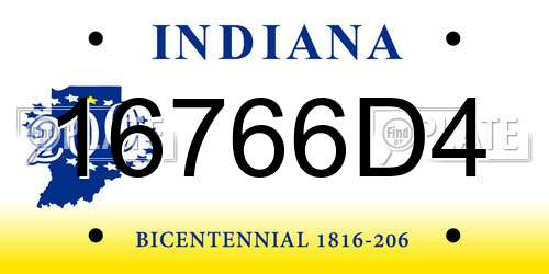 16766D4 Indiana License Plate