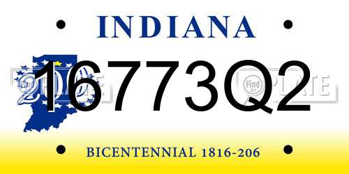 16773Q2 Indiana License Plate