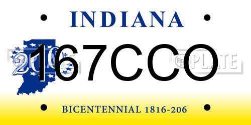 167CCO Indiana License Plate
