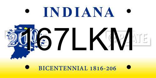 167LKM Indiana License Plate