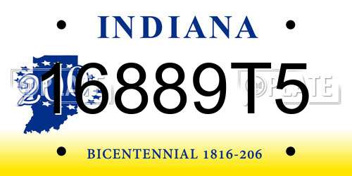 16889T5 Indiana License Plate