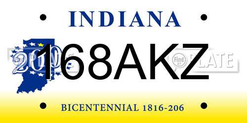 168AKZ Indiana License Plate