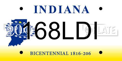 168LDI Indiana License Plate