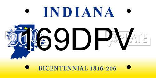 169DPV Indiana License Plate