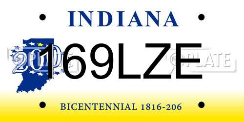 169LZE Indiana License Plate