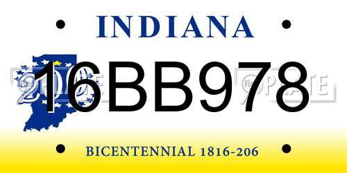 16BB978 Indiana License Plate