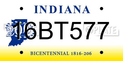 16BT577 Indiana License Plate