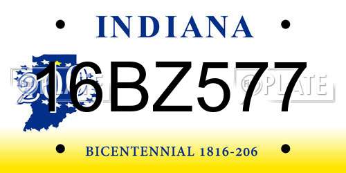 16BZ577 Indiana License Plate