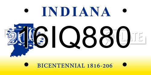 16IQ880 Indiana License Plate