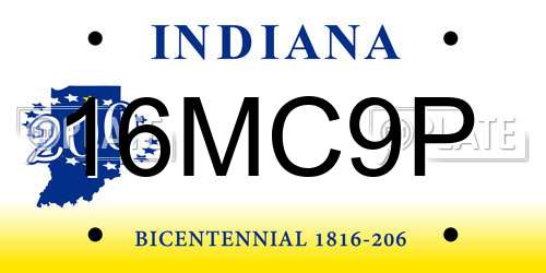 16MC9P Indiana License Plate