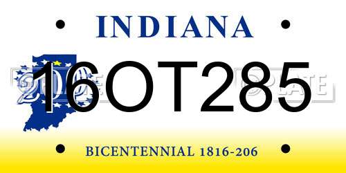 16OT285 Indiana License Plate