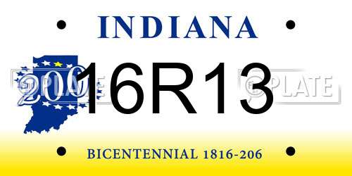 16R13 Indiana License Plate