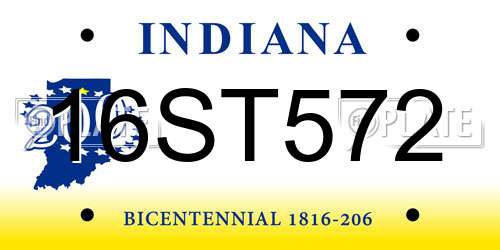 16ST572 Indiana License Plate