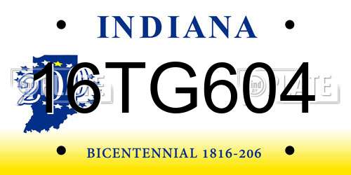 16TG604 Indiana License Plate
