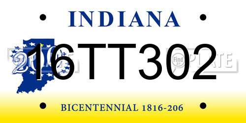 16TT302 Indiana License Plate