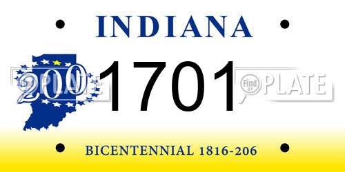 1701 Indiana License Plate