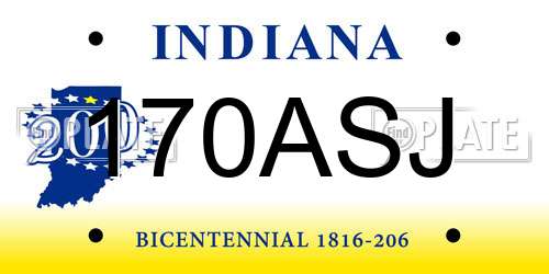 170ASJ Indiana License Plate