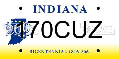 170CUZ Indiana License Plate