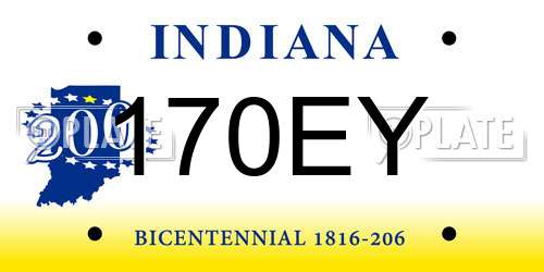170EY Indiana License Plate