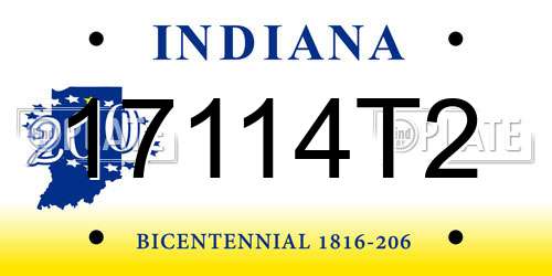 17114T2 Indiana License Plate