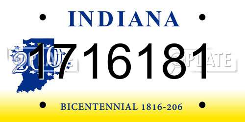 1716181 Indiana License Plate