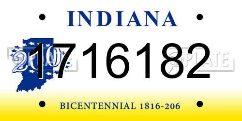 1716182 Indiana License Plate