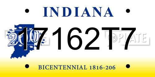 17162T7 Indiana License Plate