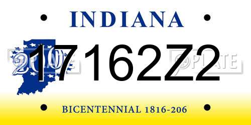 17162Z2 Indiana License Plate