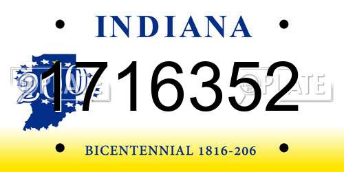 1716352 Indiana License Plate