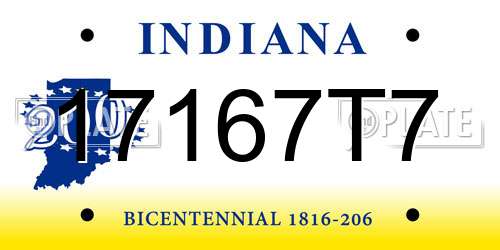 17167T7 Indiana License Plate