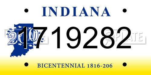 1719282 Indiana License Plate