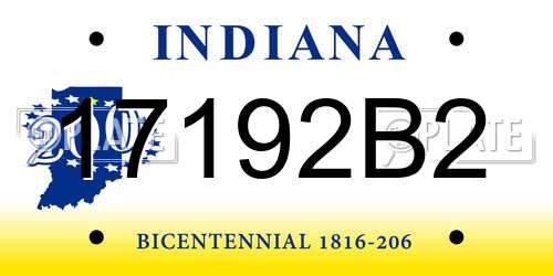 17192B2 Indiana License Plate