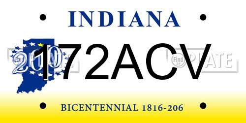 172ACV Indiana License Plate