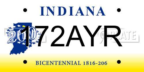 172AYR Indiana License Plate