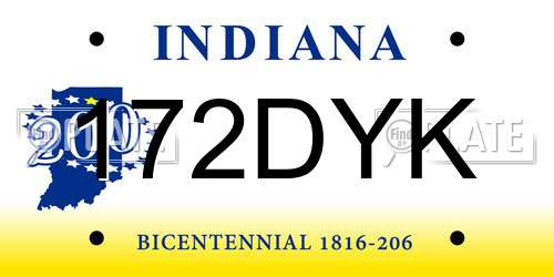172DYK Indiana License Plate