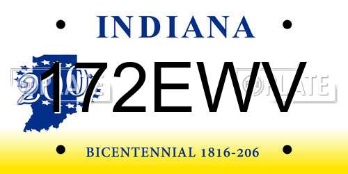 172EWV Indiana License Plate