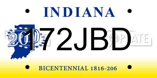 172JBD Indiana License Plate