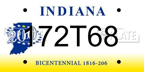 172T68 Indiana License Plate