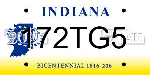 172TG5 Indiana License Plate