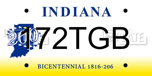 172TGB Indiana License Plate