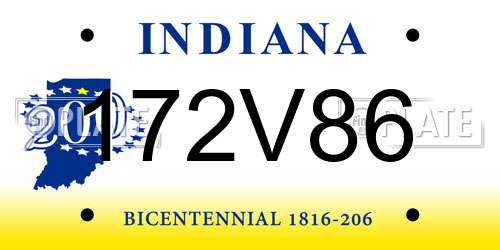 172V86 Indiana License Plate