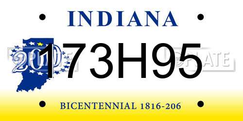 173H95 Indiana License Plate