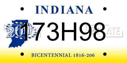 173H98 Indiana License Plate