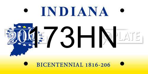 173HN Indiana License Plate