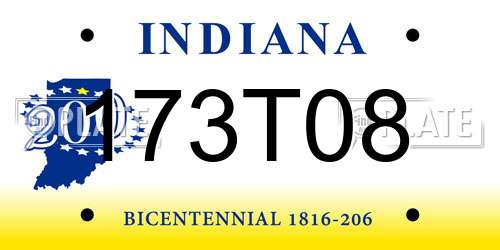 173T08 Indiana License Plate